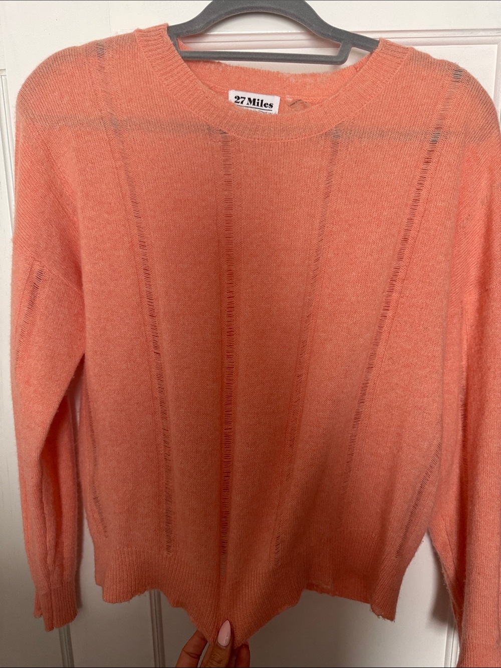 27 Miles Coral Crewneck 100% Cashmere Sweater